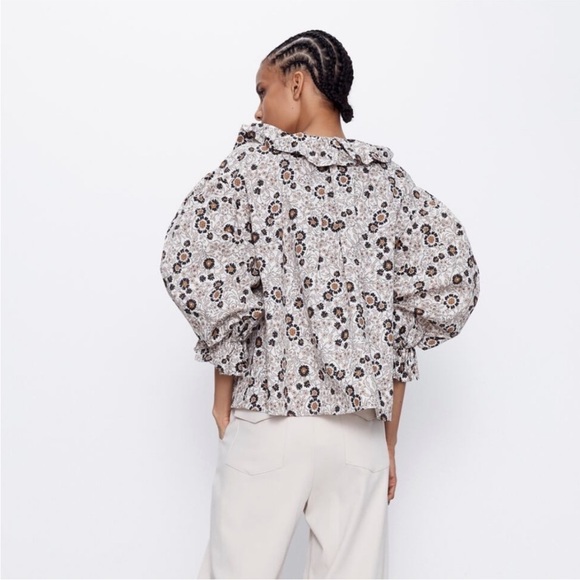 Zara button down ruffled cotton shirt. - Picture 5 of 15
